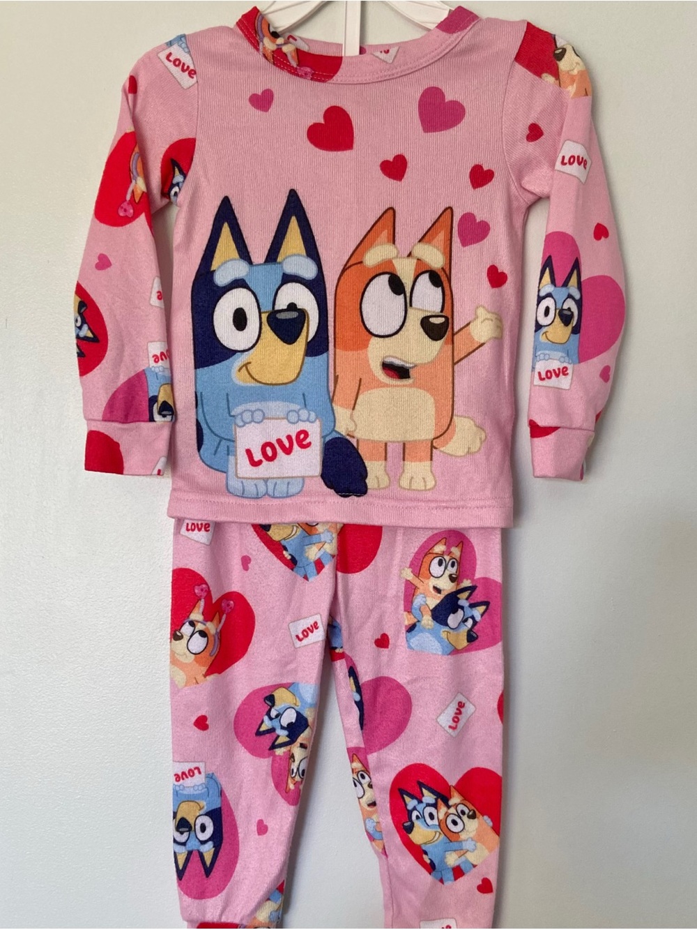 Pink Bluey & Bingo Heart Pajama Set for Kids